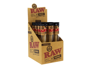 RAW DLX Glass Tipped Cones box of 12
